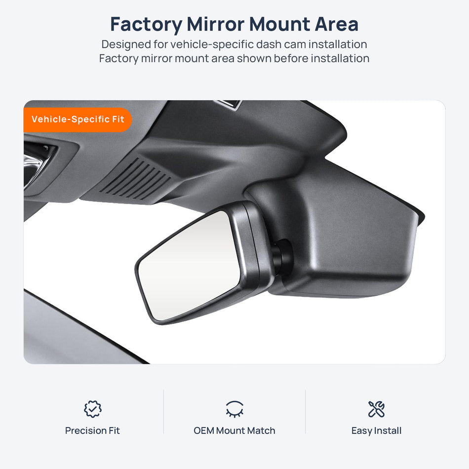 Factory mirror mount area for Volkswagen Sagitar A7 dash cam installation