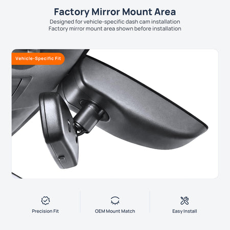 Factory mirror mount area for Toyota Highlander XU50 dash cam installation