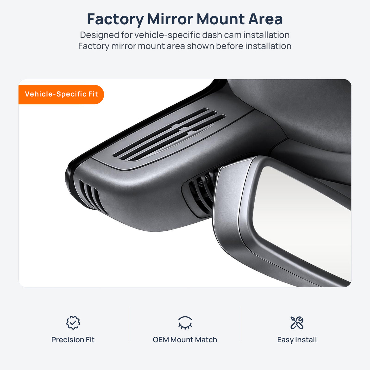 Factory mirror mount area for Mercedes-Benz GLC X253 dash cam installation