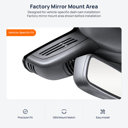 Factory mirror mount area for Mercedes-Benz GLC X253 dash cam installation