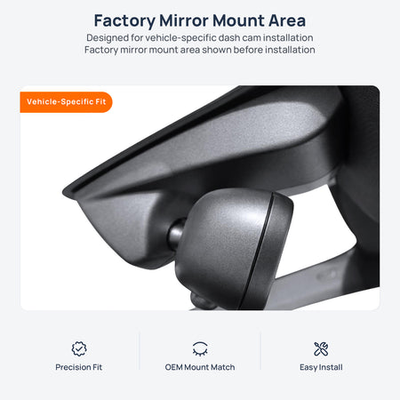 Factory mirror mount area for BMW X6 F16 dash cam installation