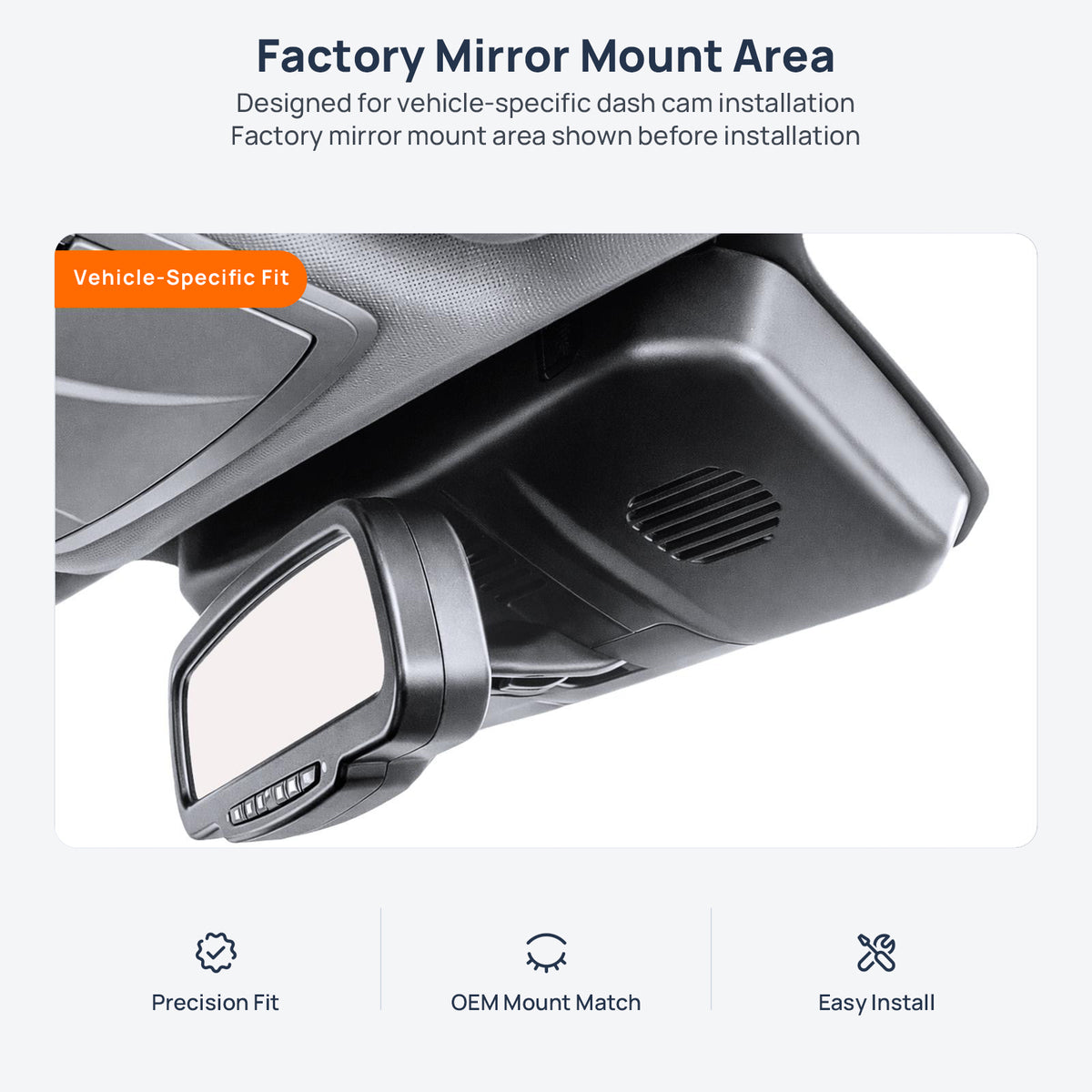 Factory mirror mount area for WEY VV7 dash cam installation