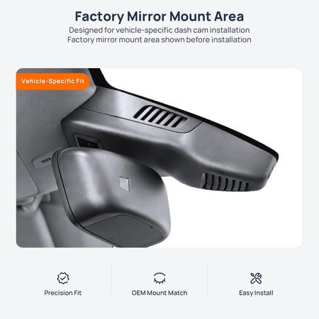 Factory mirror mount area for Mercedes-Benz GLA X156 dash cam installation