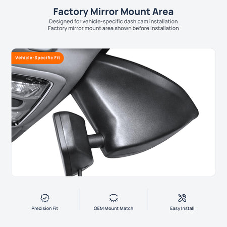 Factory mirror mount area for Jeep Cherokee KL dash cam installation