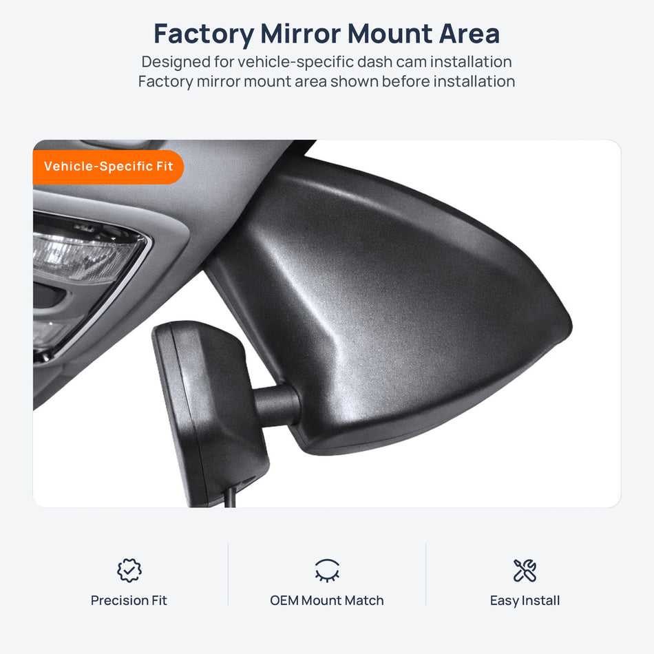 Factory mirror mount area for Jeep Cherokee KL dash cam installation