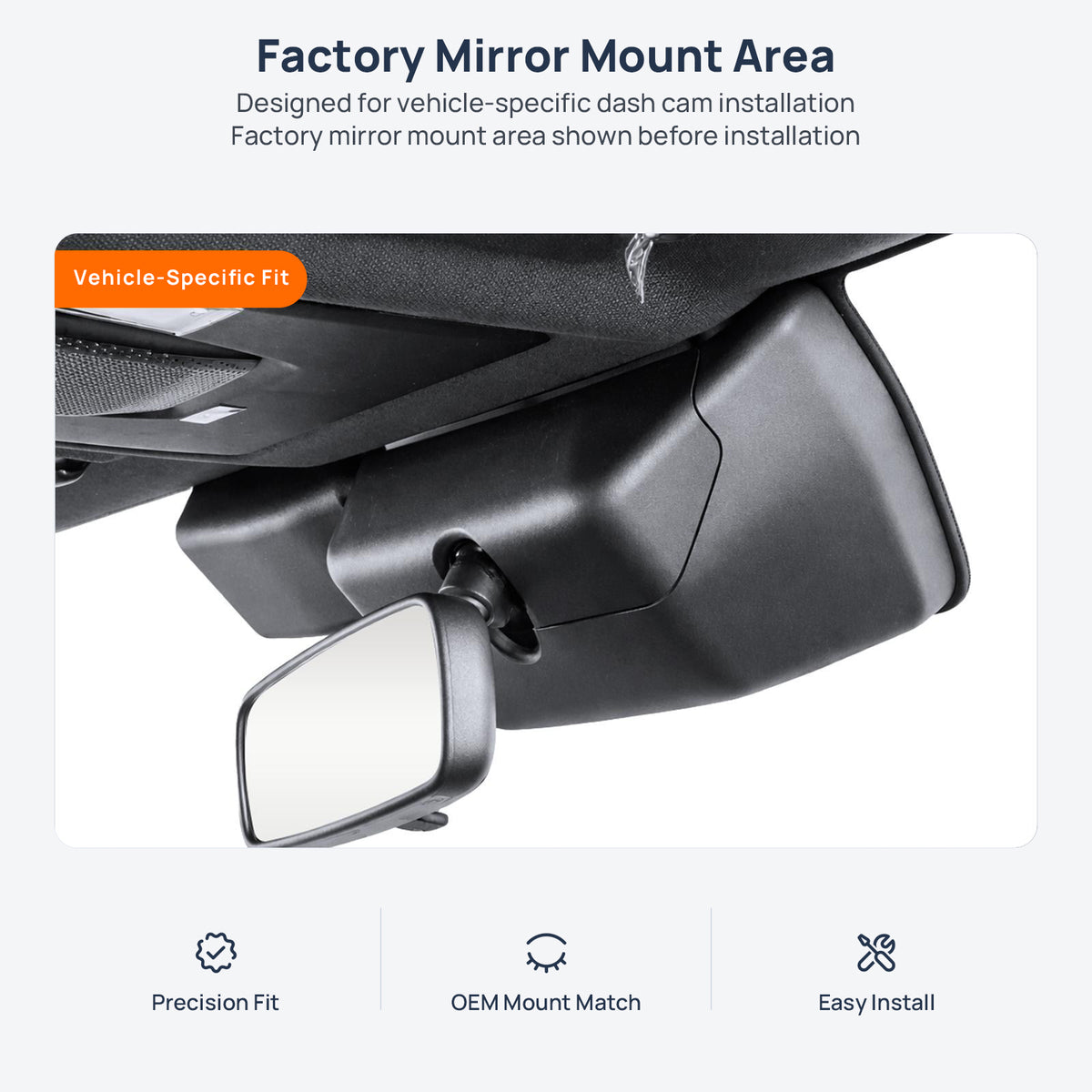 Factory mirror mount area for Lexus GX 550 dash cam installation