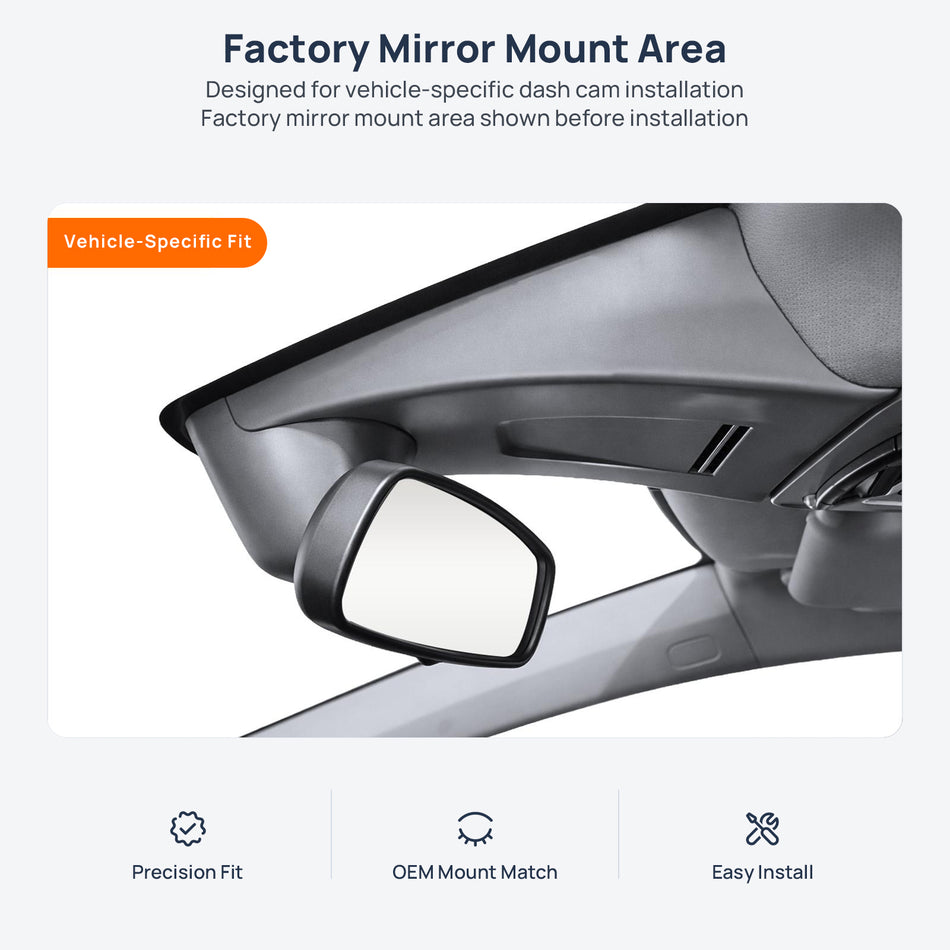 Factory mirror mount area for Honda Civic dash cam installation