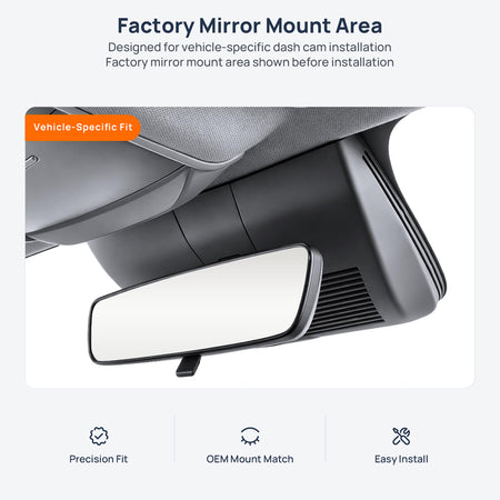 Factory mirror mount area for BYD Song Pro dash cam installation