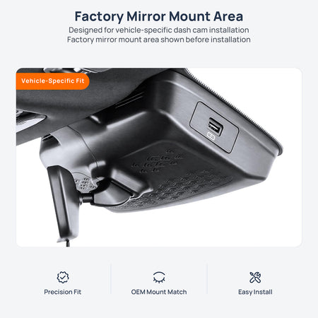 Factory mirror mount area for Chery Arrizo 8 Pro dash cam installation