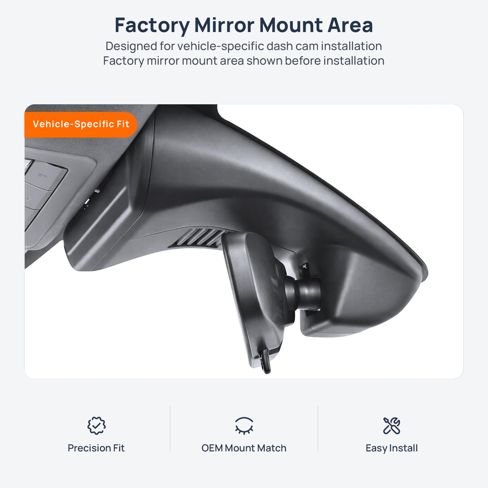 Factory mirror mount area for Mazda CX-30 DM dash cam installation