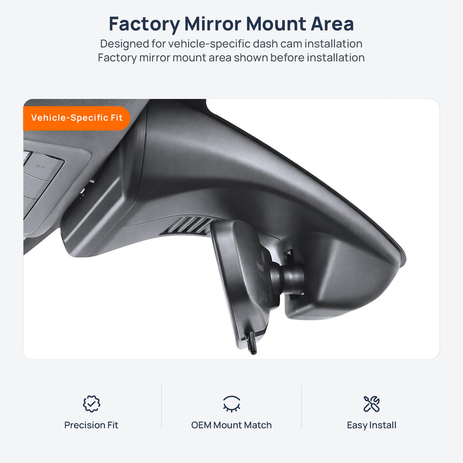 Factory mirror mount area for Mazda CX-30 DM dash cam installation