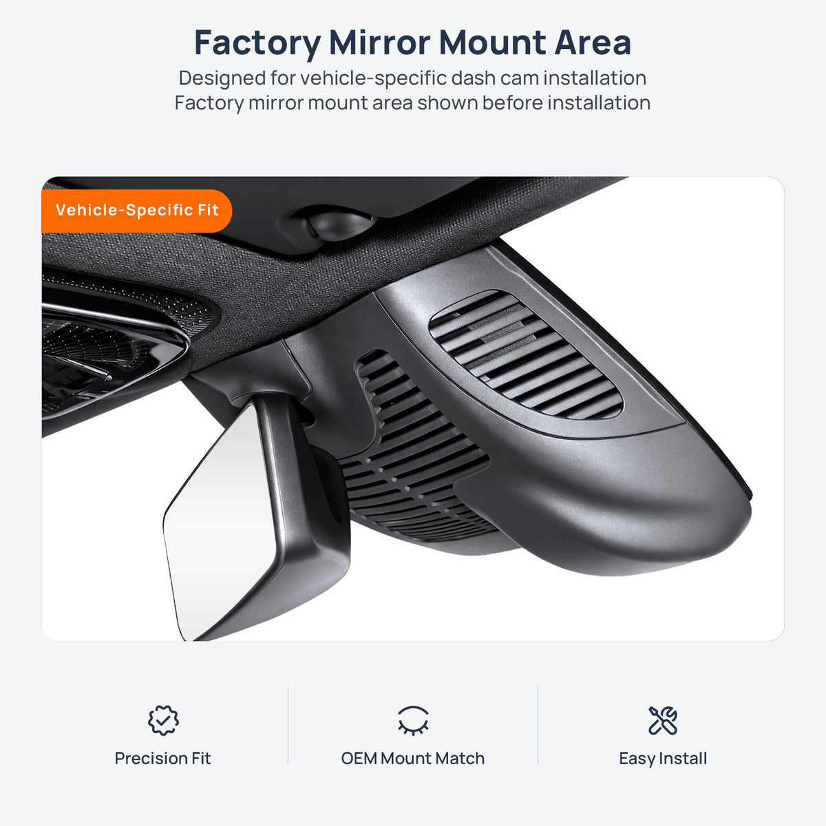 Factory mirror mount area for Mercedes-Benz GLC Coupe C254 dash cam installation