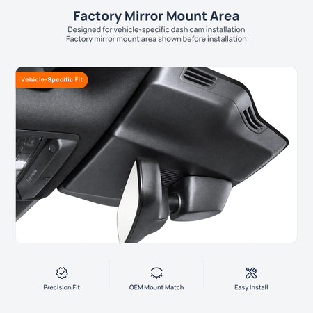 Factory mirror mount area for Jaguar I-PACE X590 dash cam installation