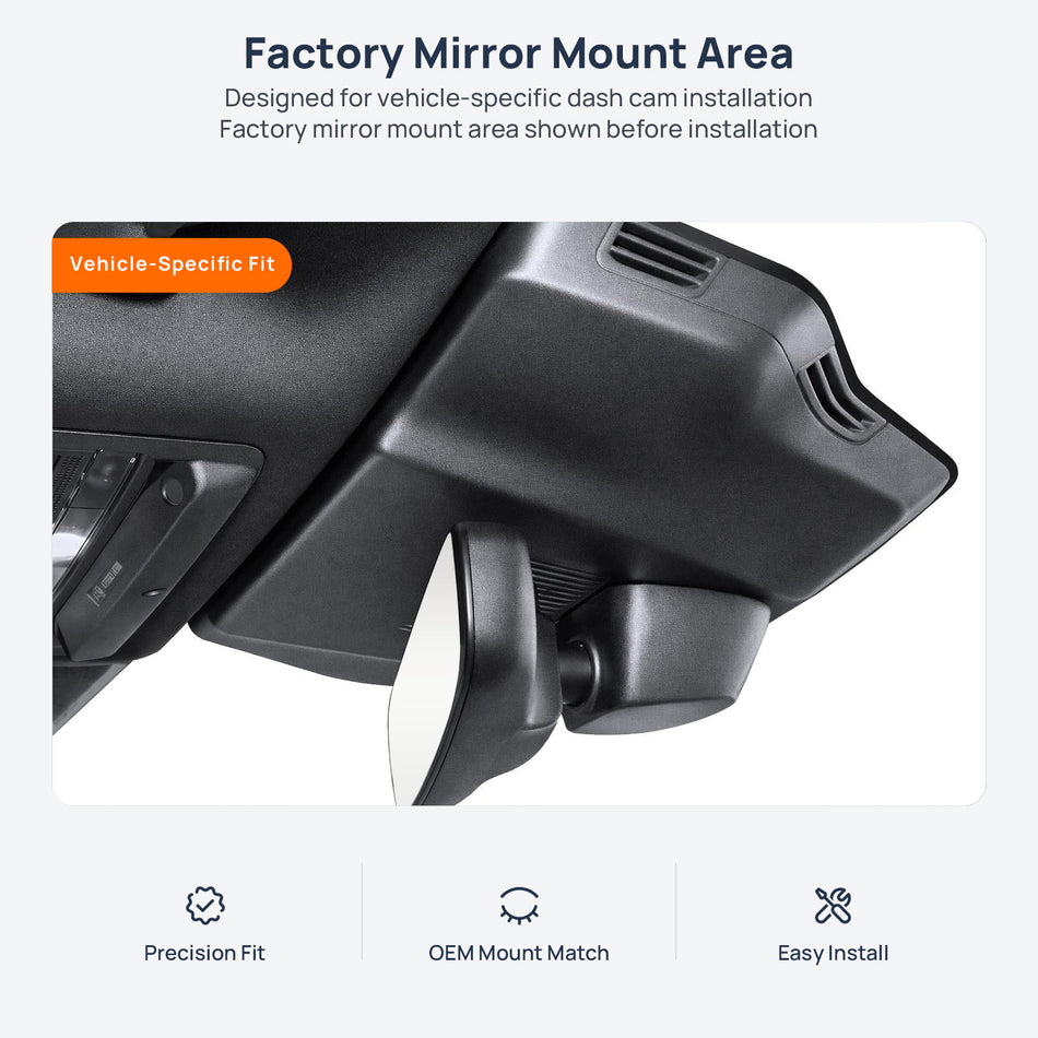 Factory mirror mount area for Jaguar I-PACE X590 dash cam installation