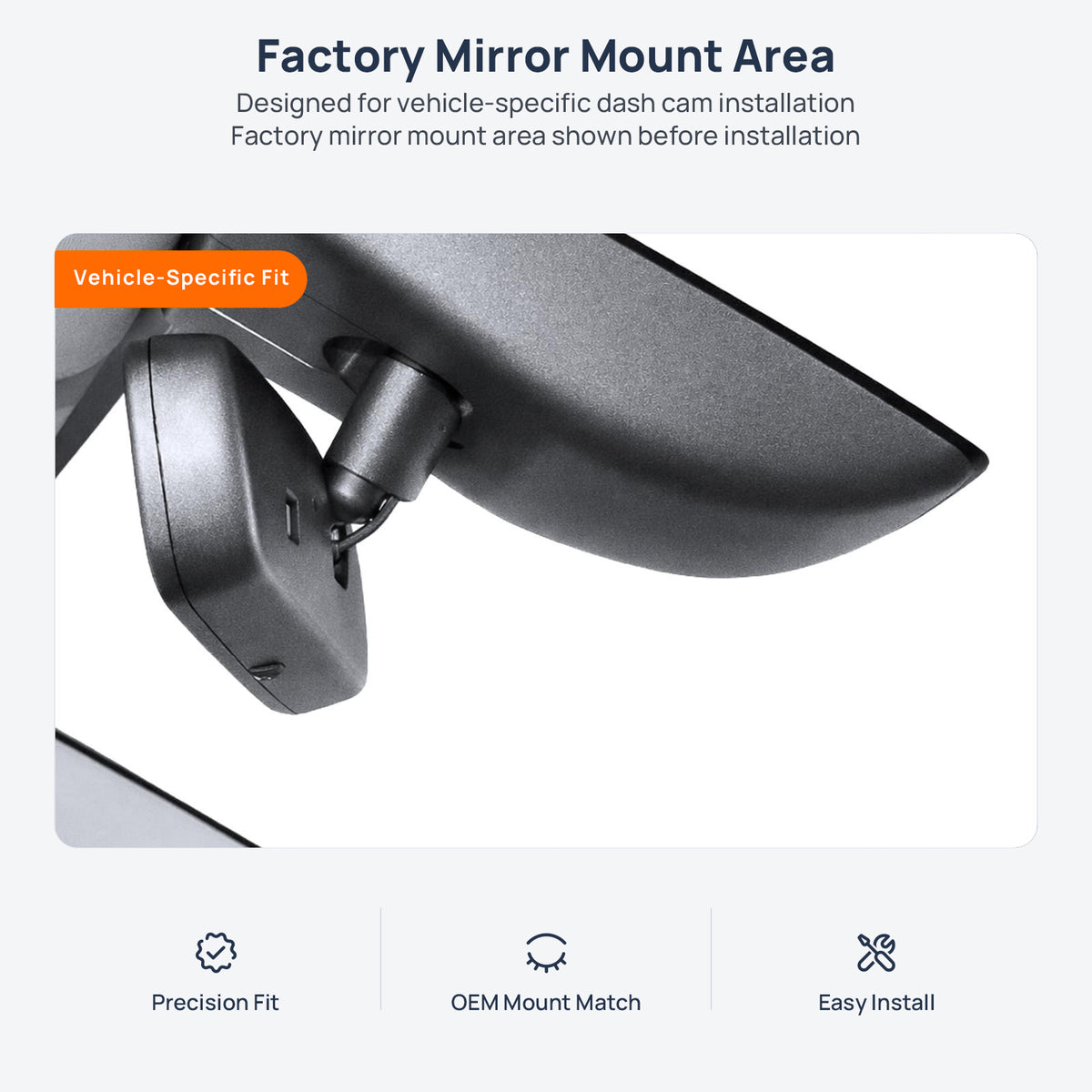 Factory mirror mount area for Toyota RAV4 XA40 dash cam installation