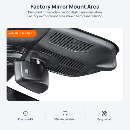 Factory mirror mount area for Mercedes-Benz EQE SUV X294 dash cam installation