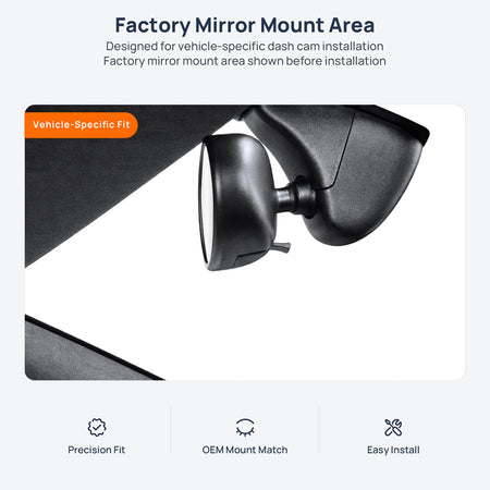 Factory mirror mount area for Lamborghini Huracan dash cam installation
