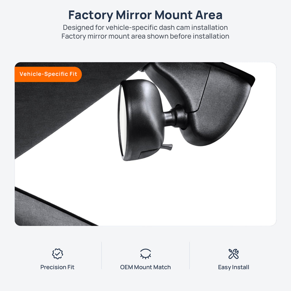 Factory mirror mount area for Lamborghini Huracan dash cam installation