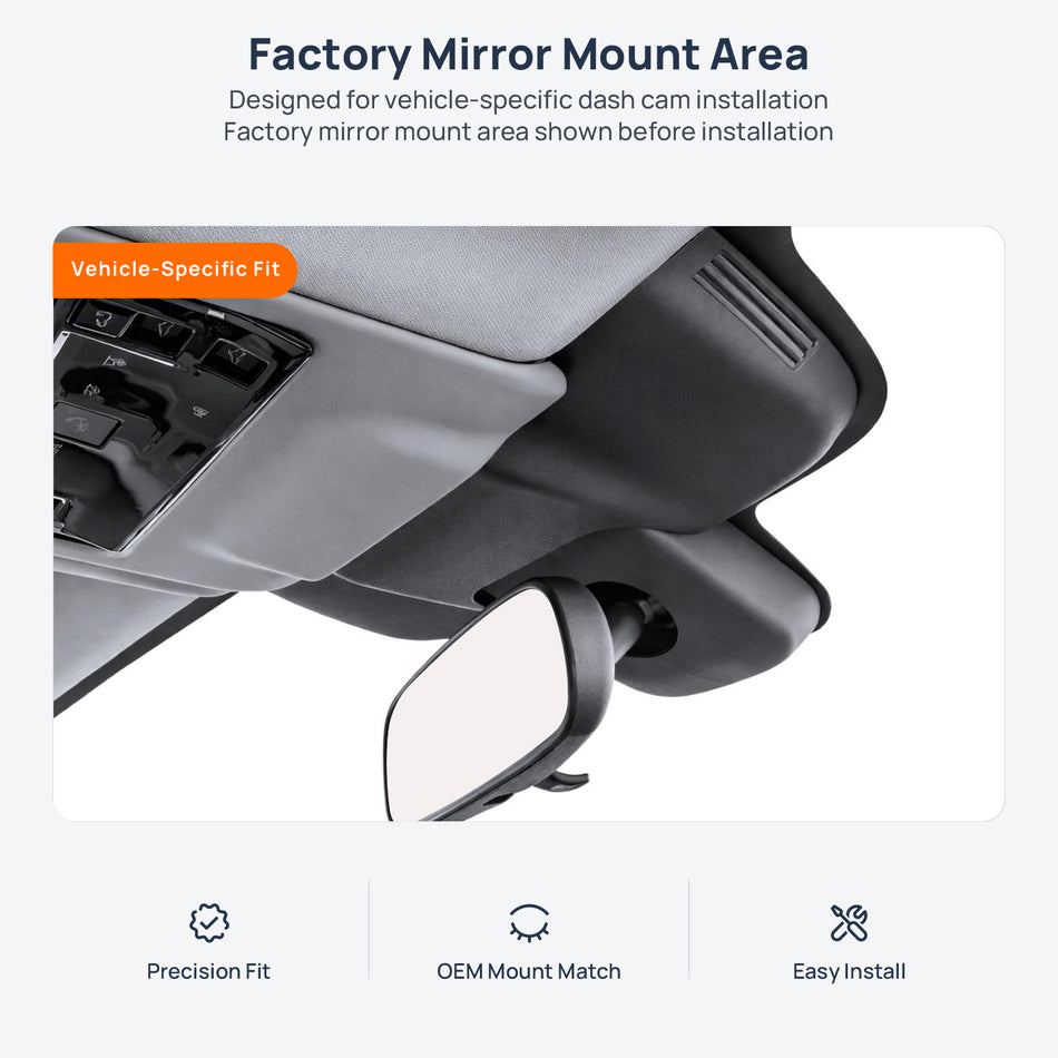Factory mirror mount area for Toyota Wildlander XA50 dash cam installation