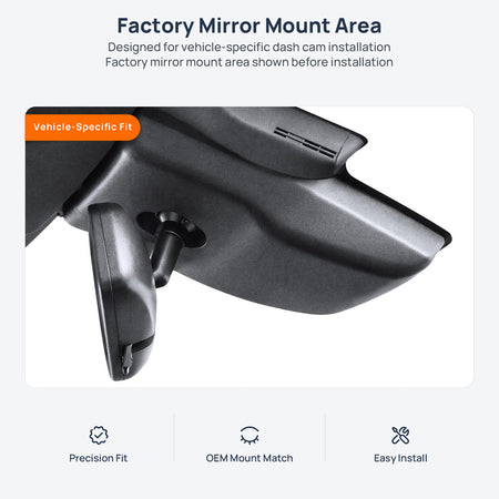 Factory mirror mount area for Lexus UX dash cam installation