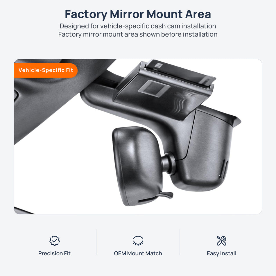 Factory mirror mount area for Lamborghini Aventador dash cam installation