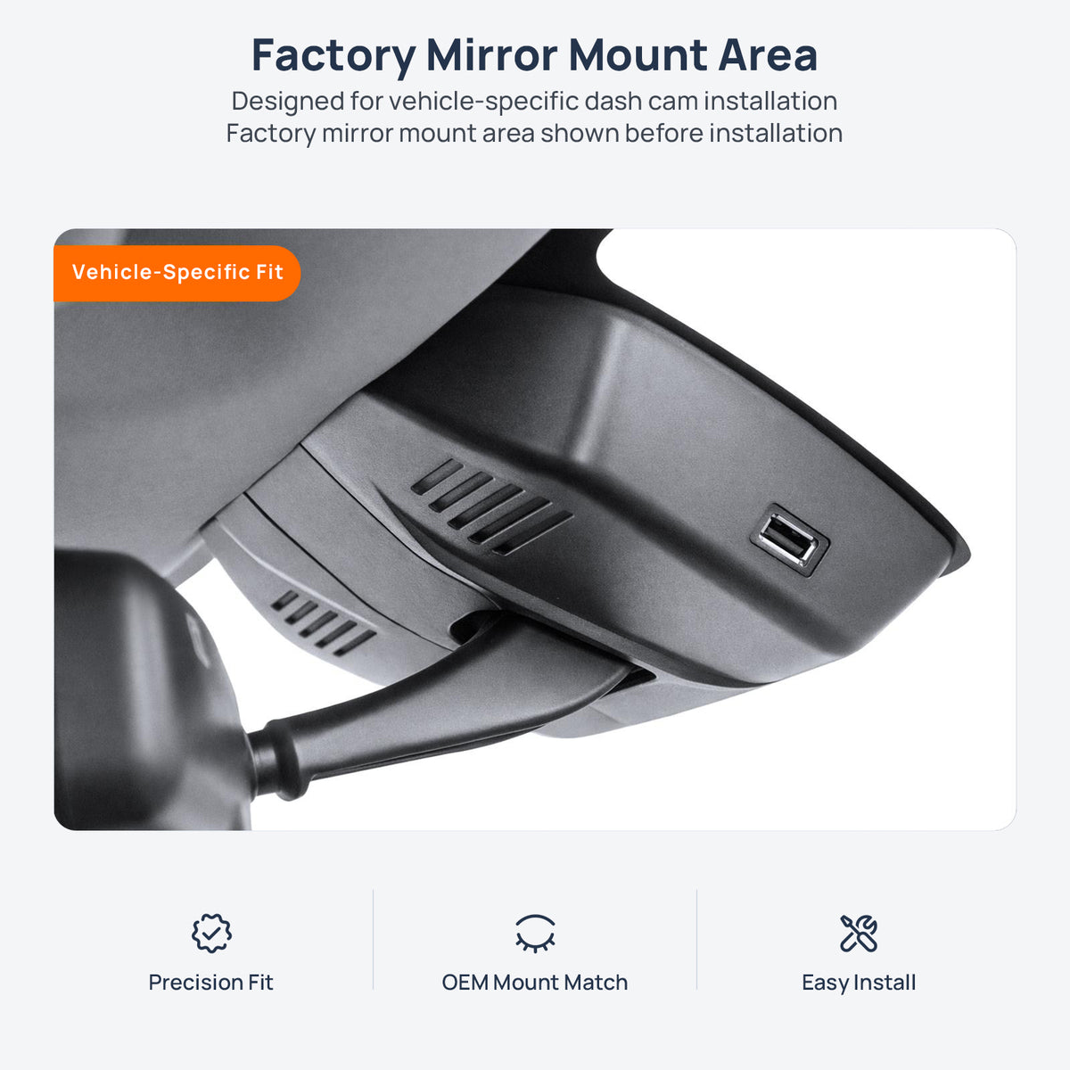 Factory mirror mount area for HAVAL F7 dash cam installation