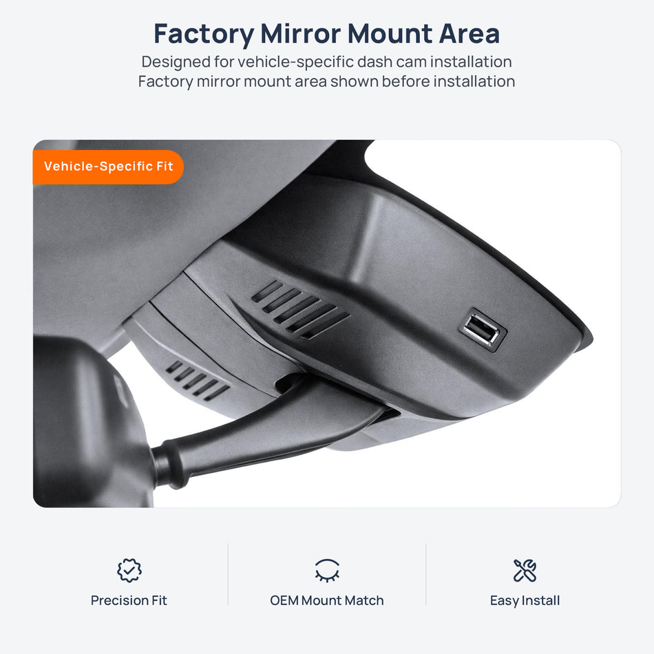 Factory mirror mount area for HAVAL F7 dash cam installation