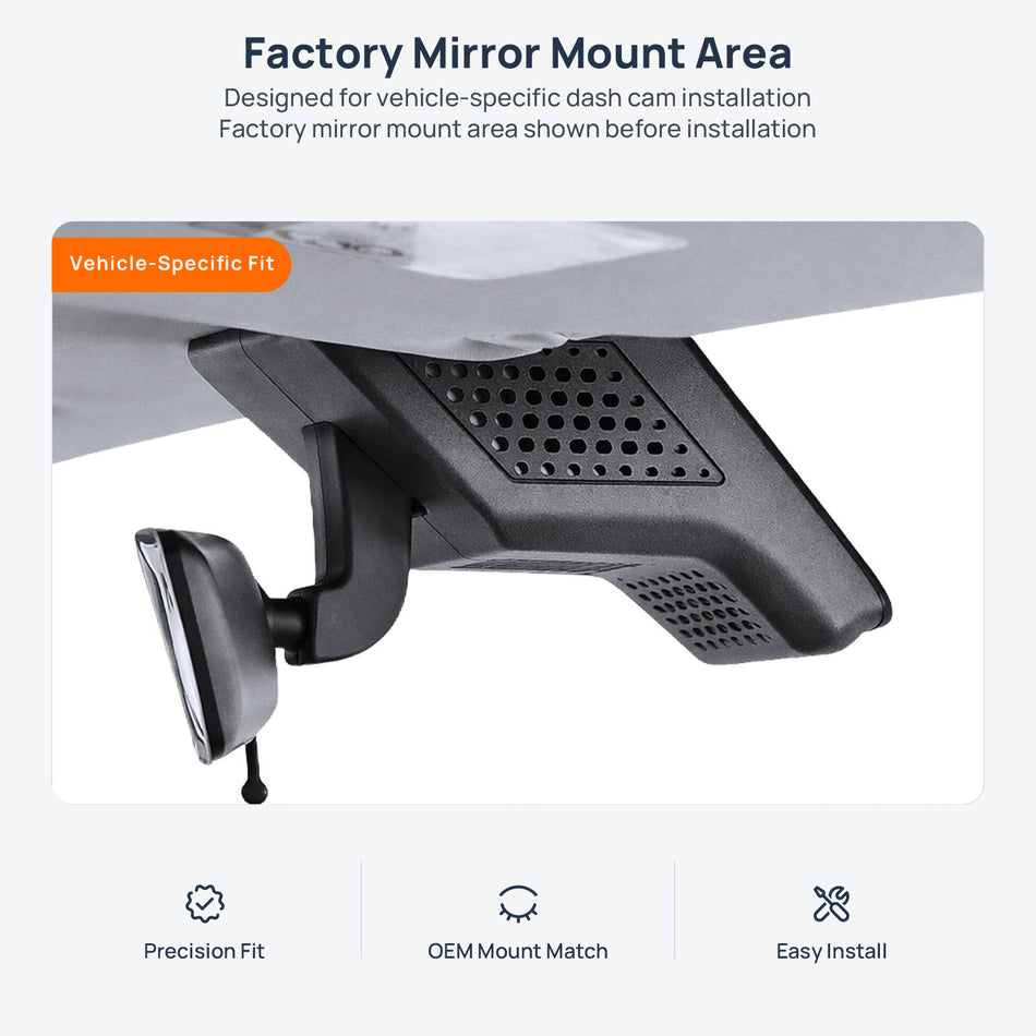 Factory mirror mount area for iCAR 03 (03T) dash cam installation