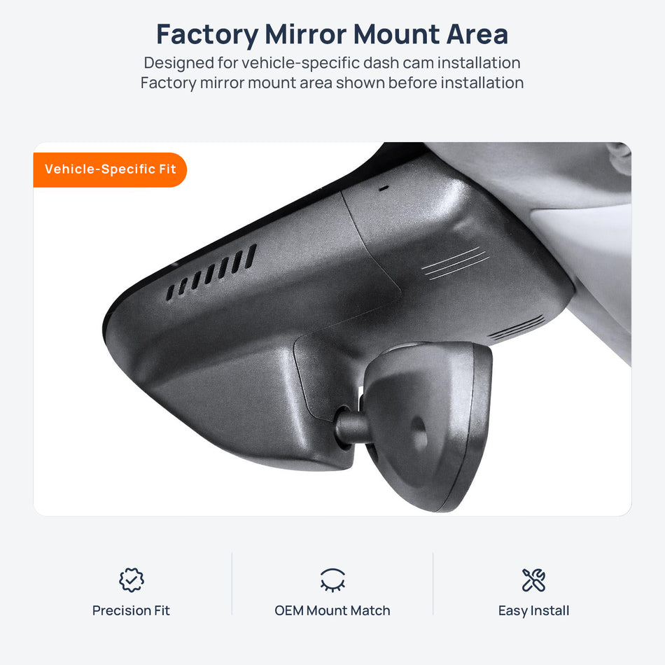 Factory mirror mount area for Maserati Quattroporte Ghibli dash cam installation