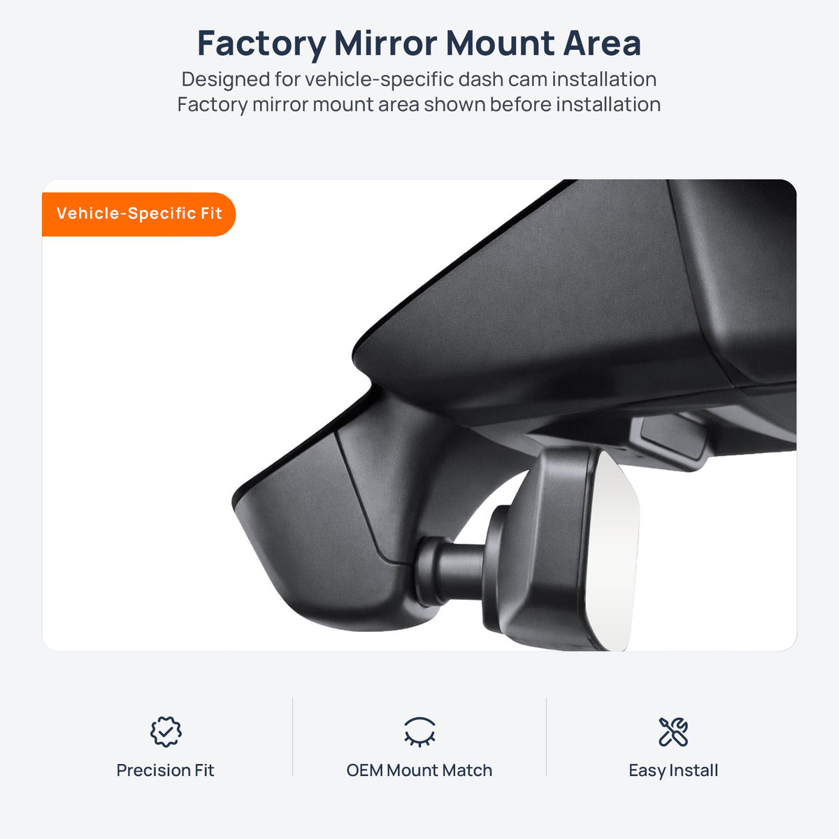 Factory mirror mount area for Porsche Macan Electric dash cam installation