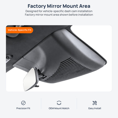 Factory mirror mount area for Nissan N7 dash cam installation