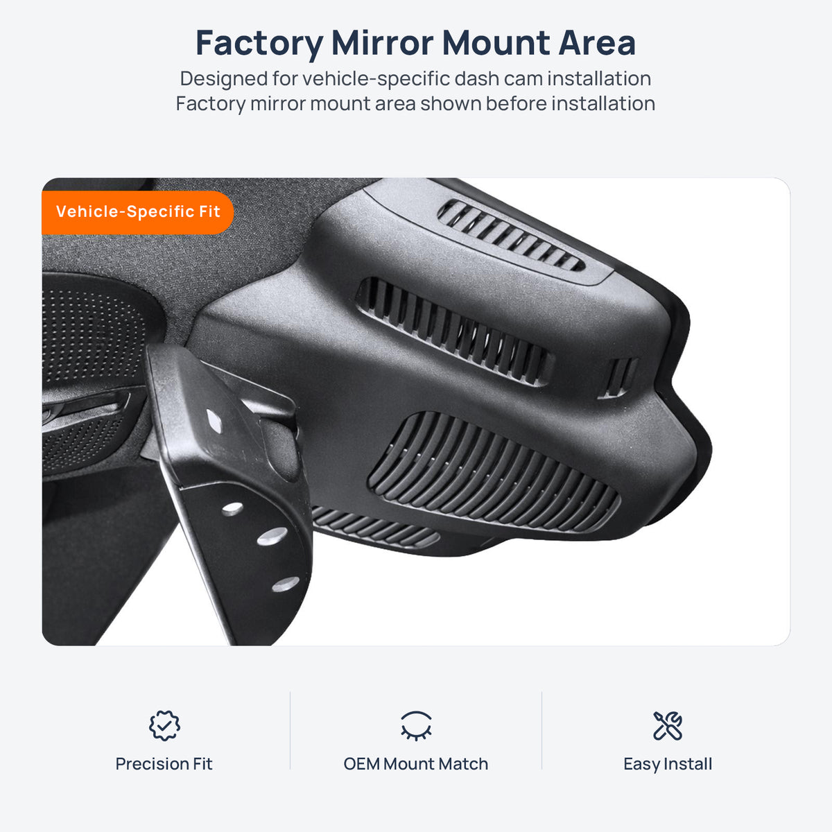 Factory mirror mount area for Mercedes-AMG GT 4-Door Coupe X290 dash cam installation