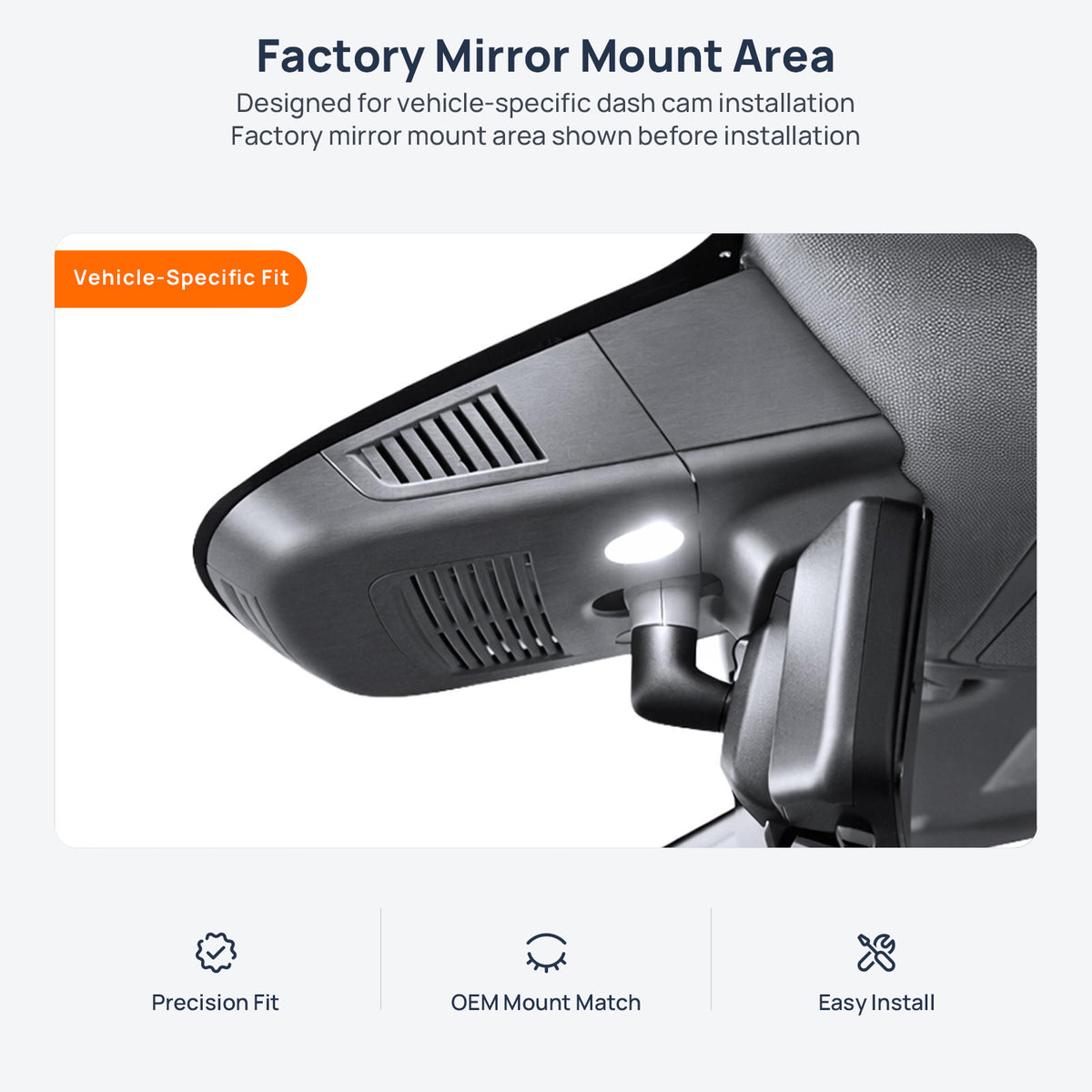 Factory mirror mount area for Mercedes-Benz GL-Class X166 dash cam installation