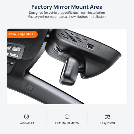 Factory mirror mount area for GAC Trumpchi EMPOW dash cam installation