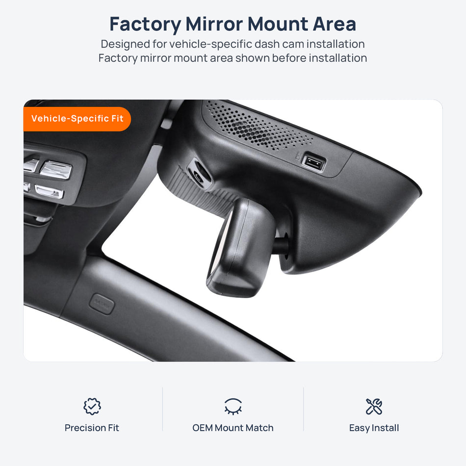 Factory mirror mount area for GAC Trumpchi EMPOW dash cam installation