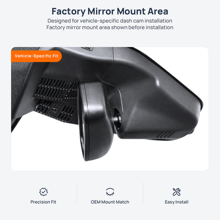 Factory mirror mount area for Ford Mondeo dash cam installation