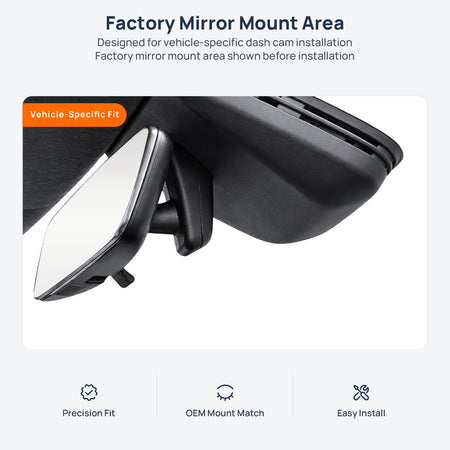 Factory mirror mount area for BYD e7 dash cam installation