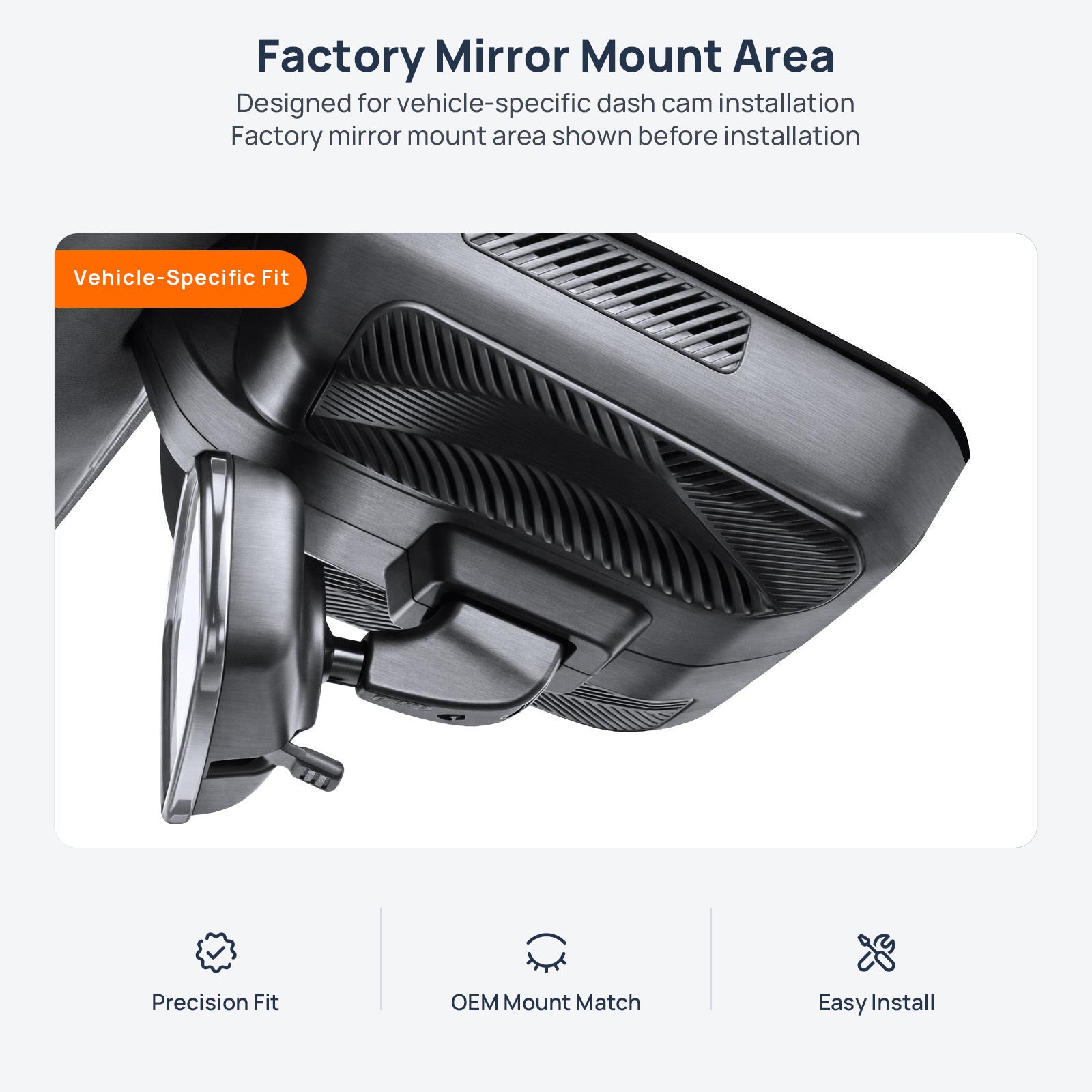 Factory mirror mount area for JETOUR Dashing i-DM (PHEV) dash cam installation