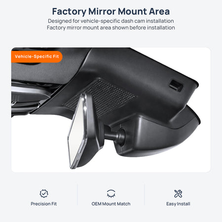 Factory mirror mount area for Hongqi H6 dash cam installation
