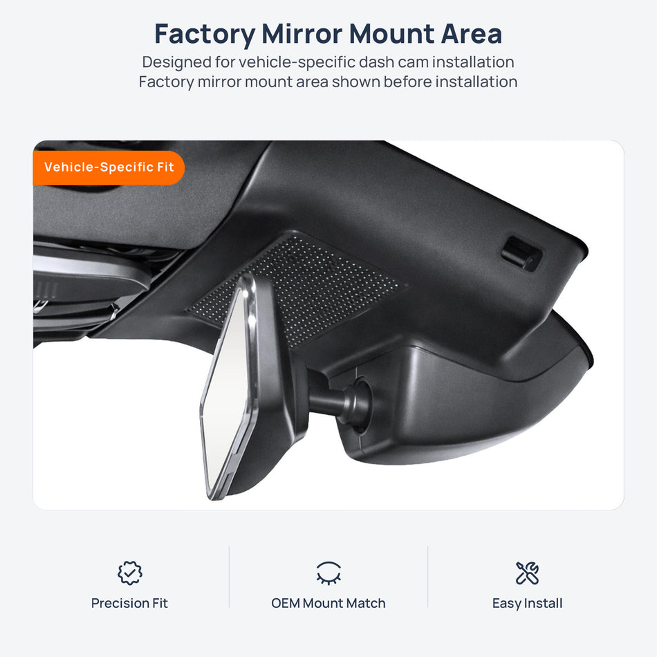 Factory mirror mount area for Hongqi H6 dash cam installation