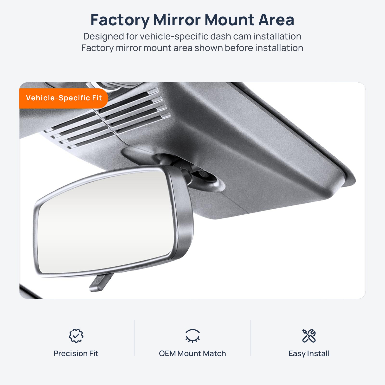 Factory mirror mount area for Changan Oshan X5 dash cam installation