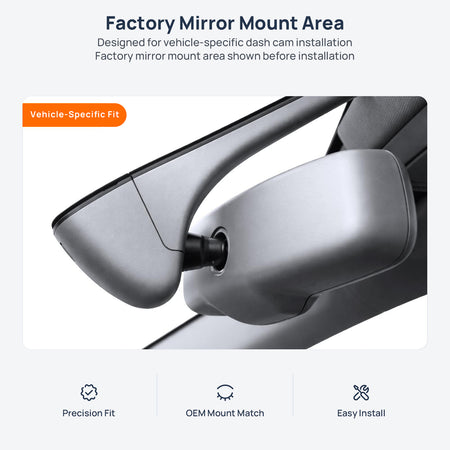Factory mirror mount area for Audi A5 8T dash cam installation