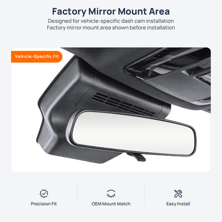 Factory mirror mount area for Toyota Avalon XX50 dash cam installation