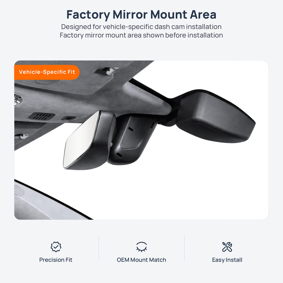 Factory mirror mount area for Aston Martin DB11 dash cam installation