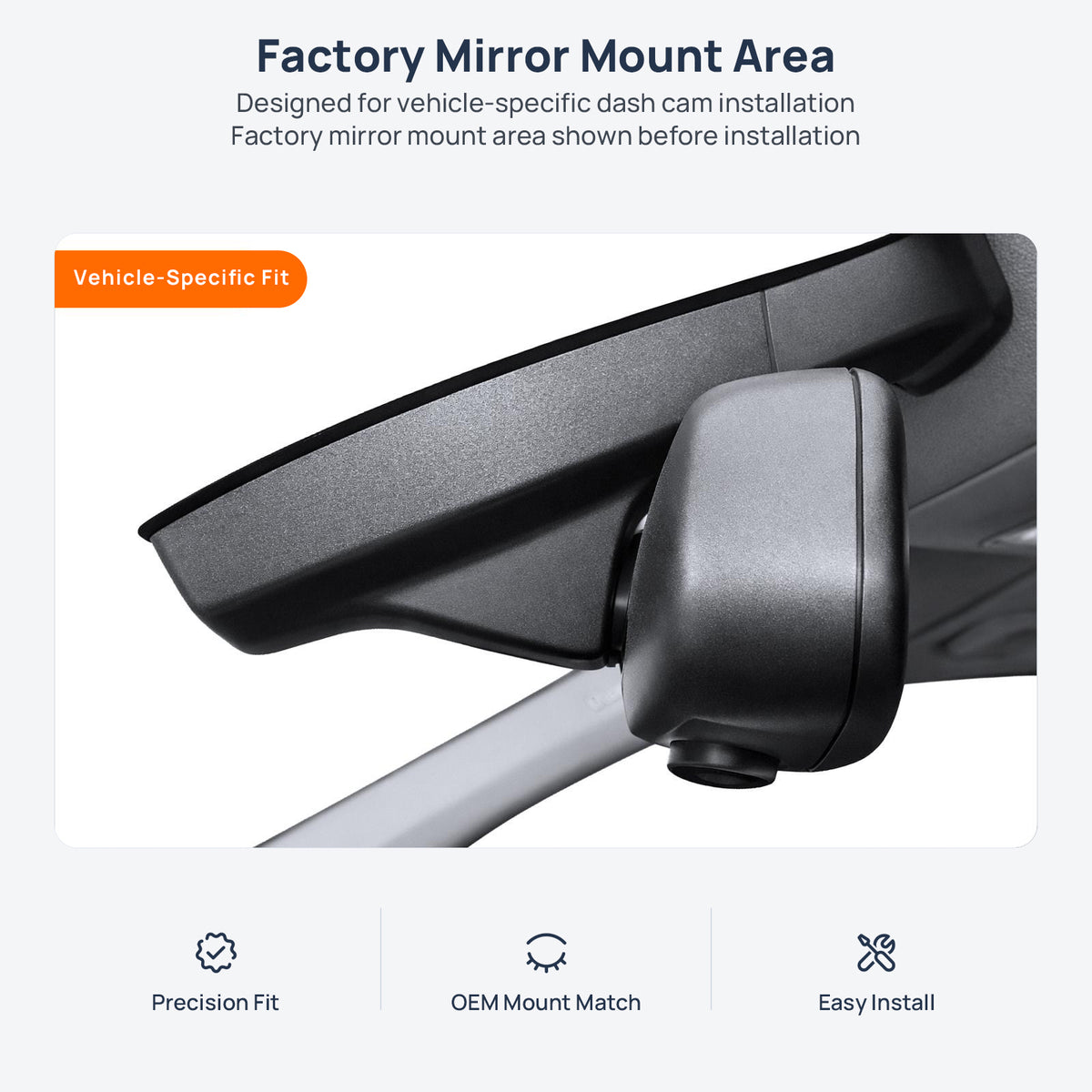 Factory mirror mount area for BMW X3 F25 dash cam installation