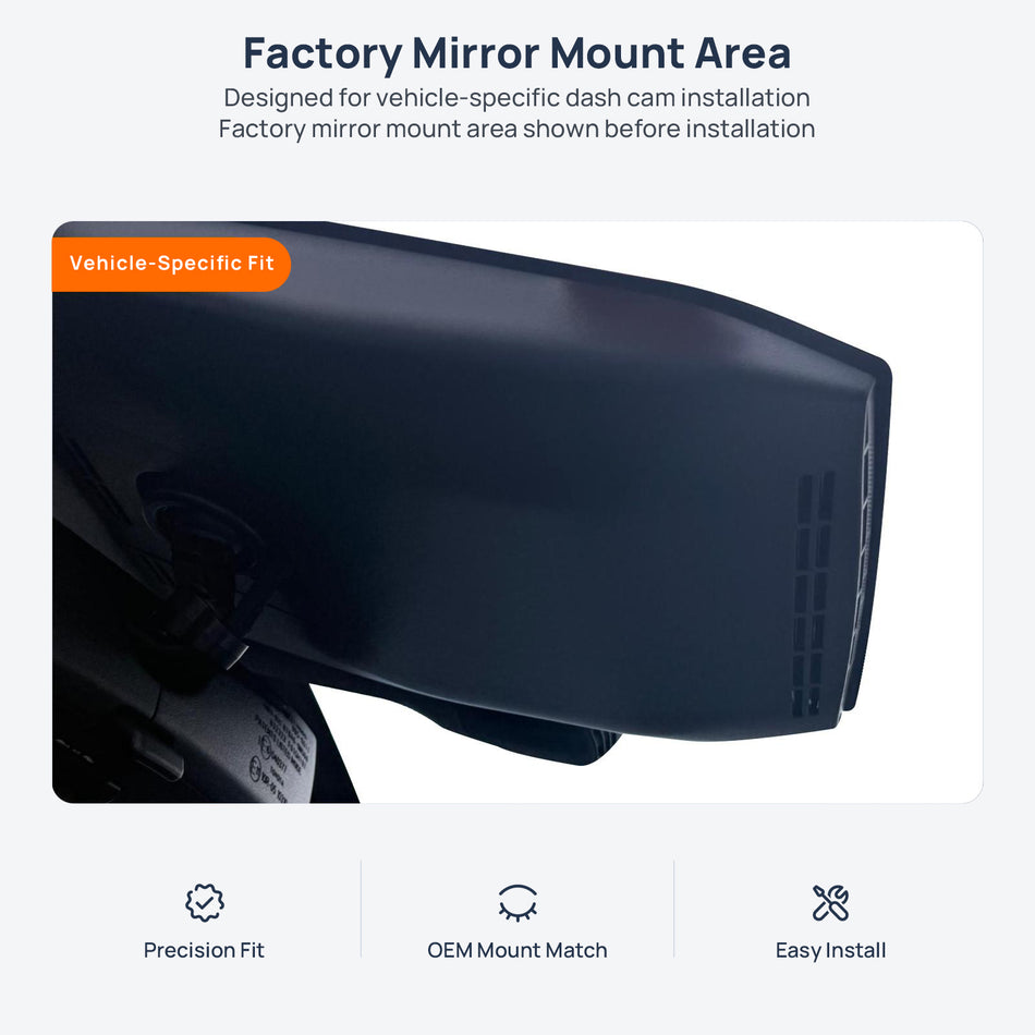 Factory mirror mount area for Toyota Prius XW60 dash cam installation