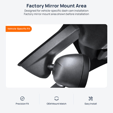 Factory mirror mount area for BMW X5 F15 dash cam installation