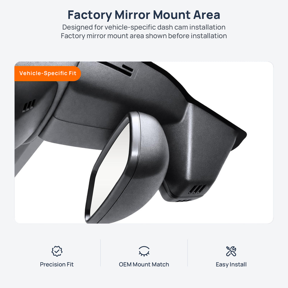 Factory mirror mount area for Citroen C5 X dash cam installation