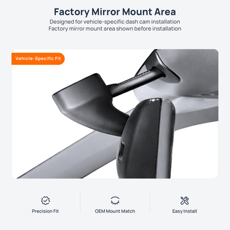 Factory mirror mount area for Volkswagen Multivan T5 dash cam installation