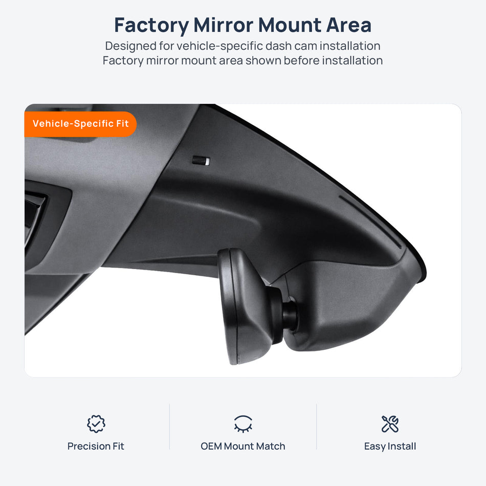 Factory mirror mount area for Skoda Fabia PJ dash cam installation